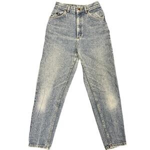 VTG 80s Lee High Waisted Mom Jeans Light Stonewash Acid Wash Tapered Leg Grunge